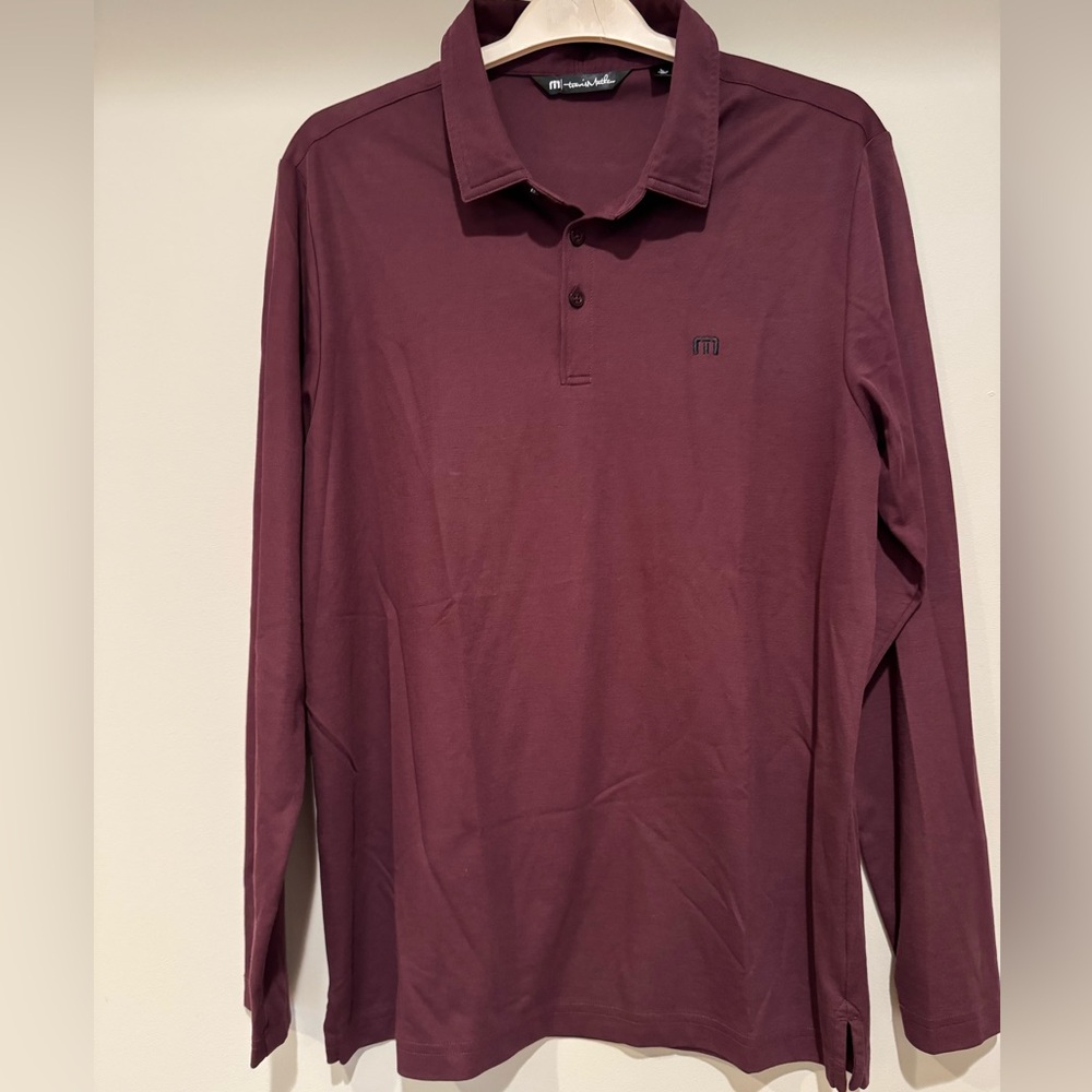 Travis Mathew Burgundy Long Sleeve Polo